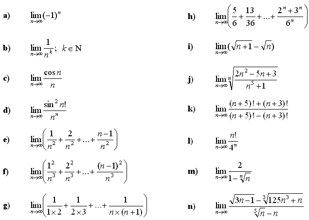 Math Exercises & Math Problems Limit of a Sequence